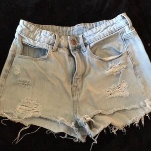Distressed high waist denim shorts